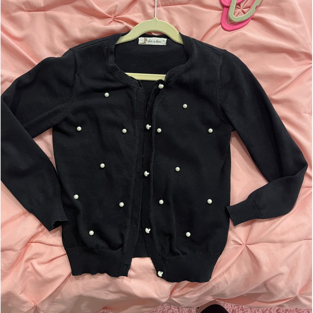 Super cute black with pearls button up